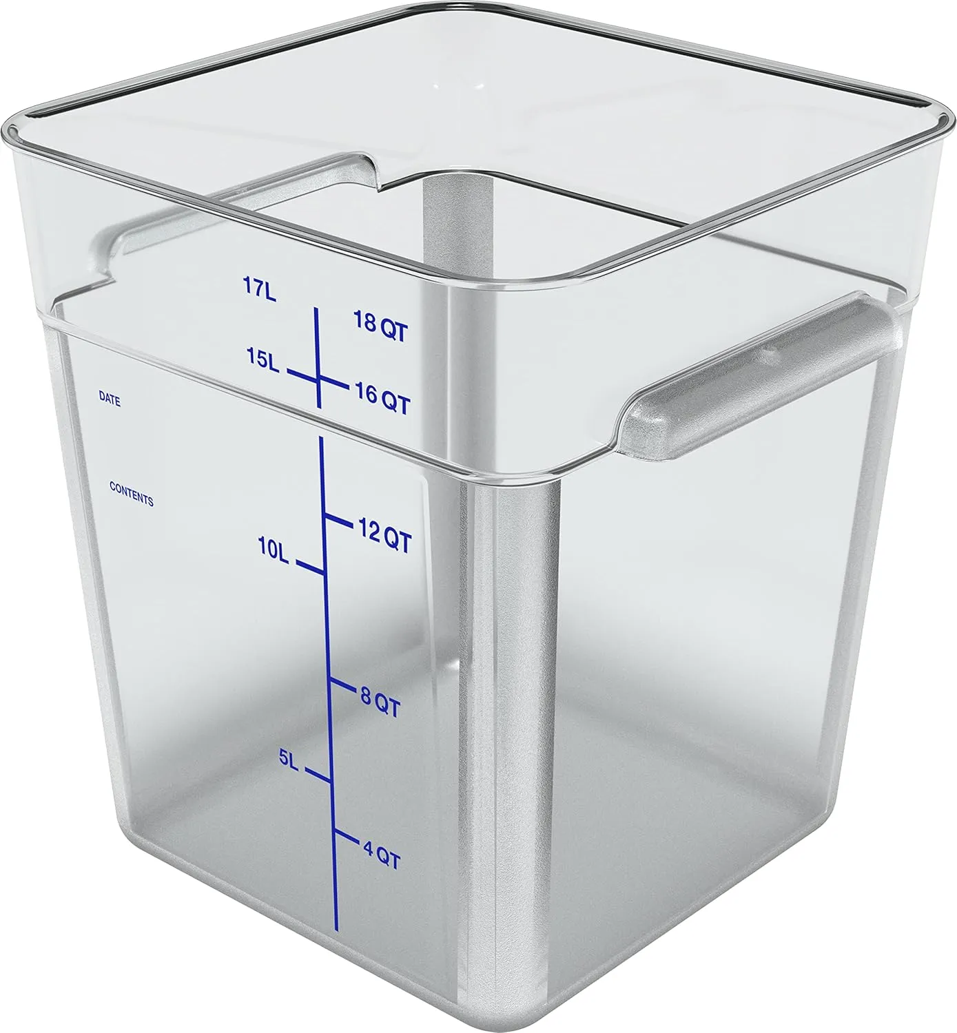 Carlisle FoodService Products Squares Square Food Storage Container with Stackable Design for Catering, Buffets, Restaurants, Polycarbonate (Pc), 18 Quarts, Clear