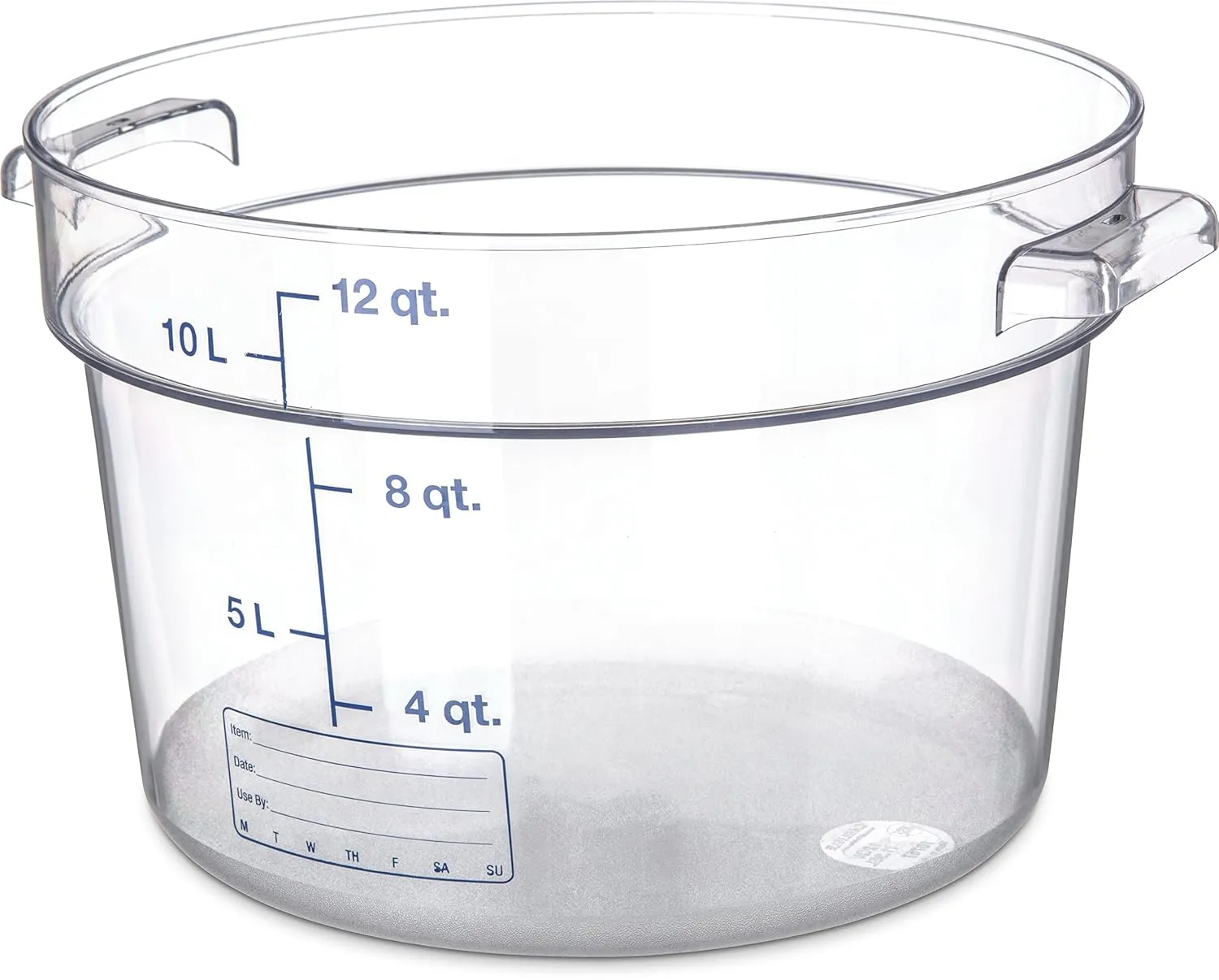 Carlisle FoodService Products Storplus Round Food Storage Container with Stackable Design for Catering, Buffets, Restaurants, Polycarbonate (Pc), 12 Quart, Clear