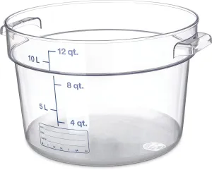 Carlisle FoodService Products Storplus Round Food Storage Container with Stackable Design for Catering, Buffets, Restaurants, Polycarbonate (Pc), 12 Quart, Clear