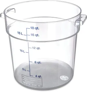 Carlisle FoodService Products Storplus Round Food Storage Container with Stackable Design for Catering, Buffets, Restaurants, Polycarbonate (Pc), 18 Quart, Clear
