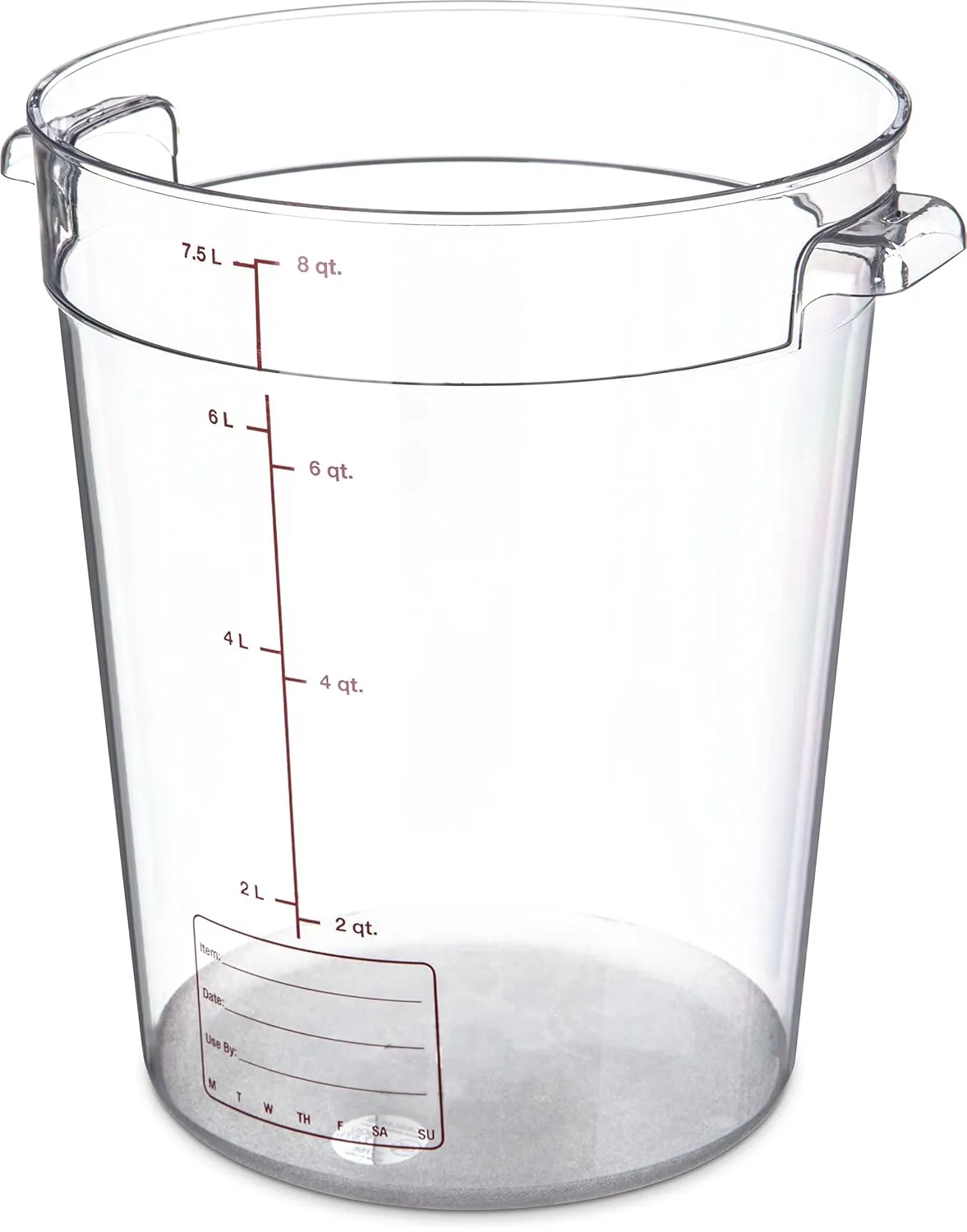 Carlisle FoodService Products Storplus Round Food Storage Container with Stackable Design for Catering, Buffets, Restaurants, Polycarbonate (Pc), 8 Quart, Clear