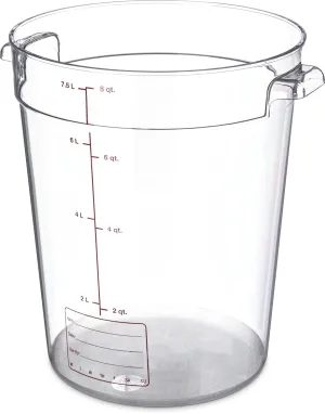 Carlisle FoodService Products Storplus Round Food Storage Container with Stackable Design for Catering, Buffets, Restaurants, Polycarbonate (Pc), 8 Quart, Clear