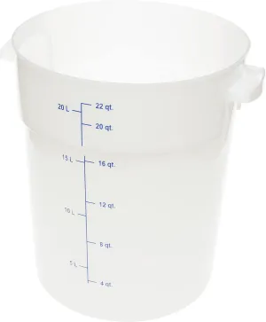 Carlisle FoodService Products Storplus Round Food Storage Container with Stackable Design for Catering, Buffets, Restaurants, Polyethylene (Pe), 22 Quart, White
