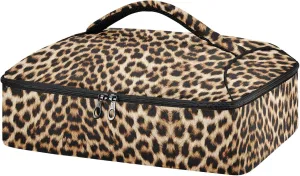 Casserole Carrier Insulated Leopard Print Cheetah Pattern Dish 9x13 with Lid Party Travel Warmer Bag for Hot or Cold Food Lasagna Pizza Holder Tote