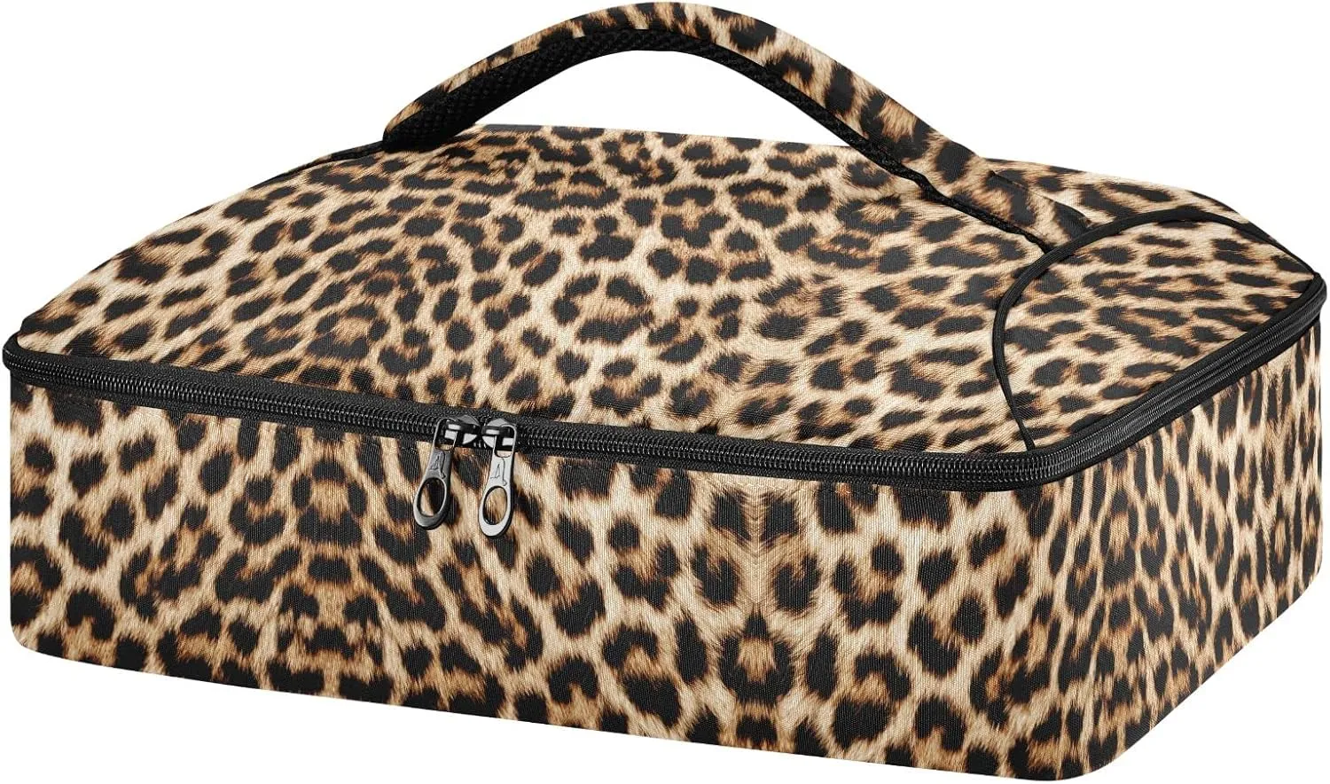 Casserole Carrier Insulated Leopard Print Cheetah Pattern Dish 9x13 with Lid Party Travel Warmer Bag for Hot or Cold Food Lasagna Pizza Holder Tote