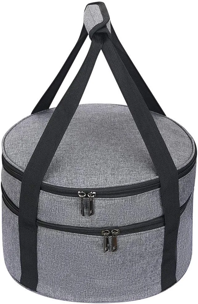 Casserole Carrier,Double Decker Casserole Carrier for Hot or Cold Food,Pie Carrier,Casserole Dish Carrying Case with Handle,Food Carrier Hot Plate Salad Bowl Holder Insulated Lunch Bag for Picnic12.5"