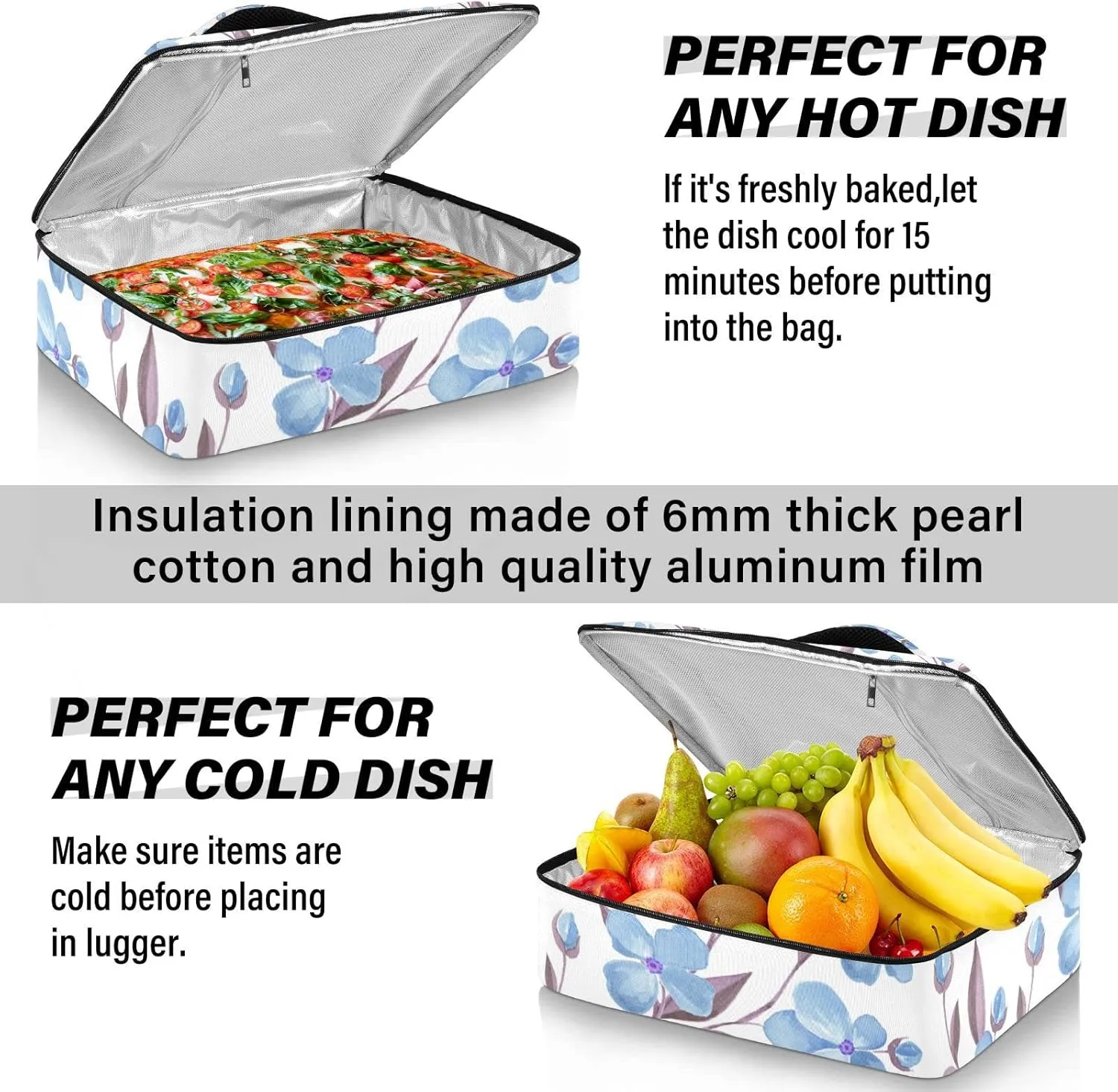 Casserole Carriers for Hot or Cold Food Reusable Casserole Dish Carrier Insulated Thermal Large Capacity Durable Perfect for Party Camping Family Gatherings Yellow Fish