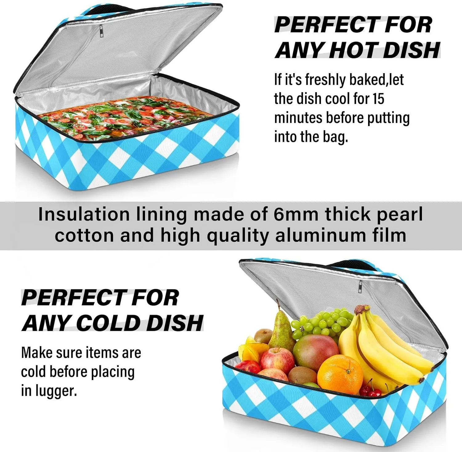 Casserole Carriers for Hot or Cold Food Reusable Casserole Dish Carrier Insulated Thermal Large Capacity Durable Perfect for Party Camping Family Gatherings Yellow Fish