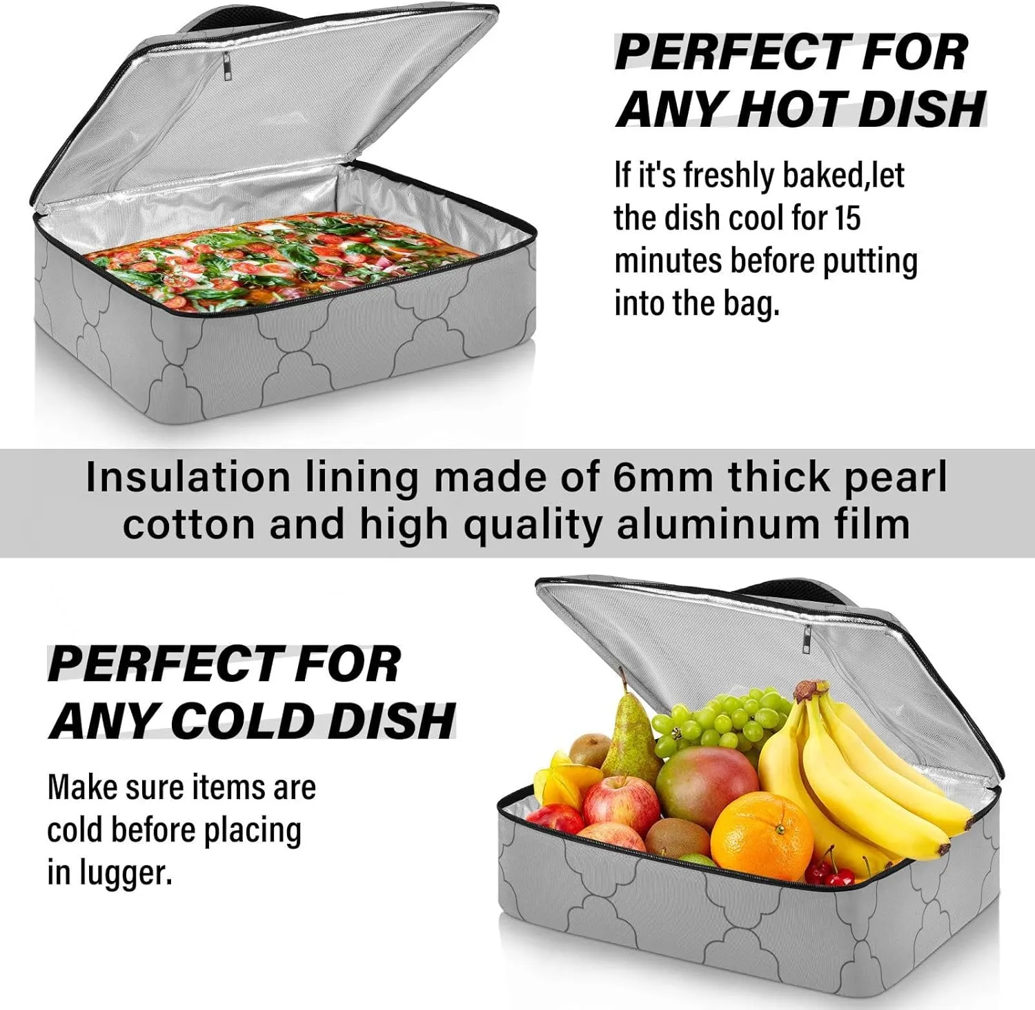 Casserole Carriers for Hot or Cold Food Reusable Casserole Dish Carrier Insulated Thermal Large Capacity Durable Perfect for Party Camping Family Gatherings Yellow Fish