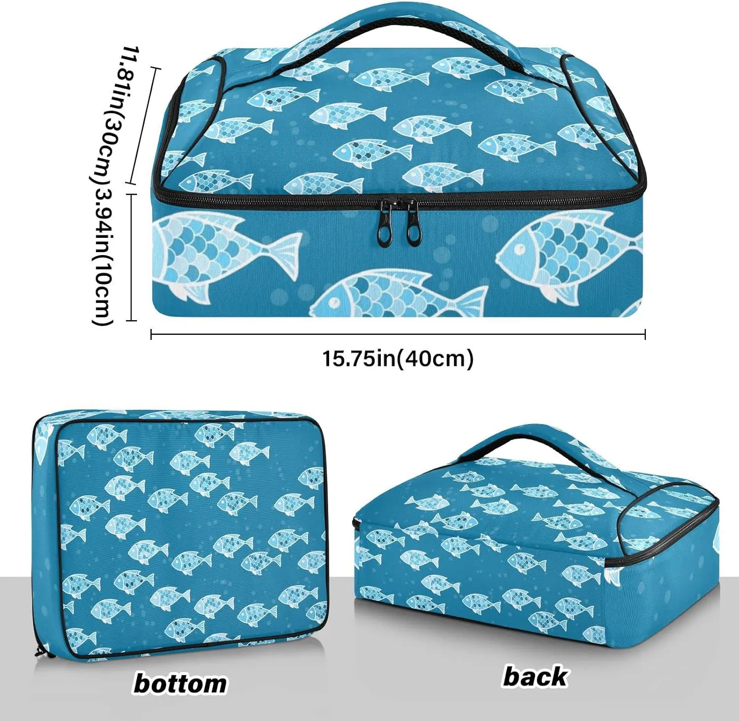 Casserole Carriers for Hot or Cold Food Reusable Casserole Dish Carrier Insulated Thermal Large Capacity Durable Perfect for Party Camping Family Gatherings Yellow Fish