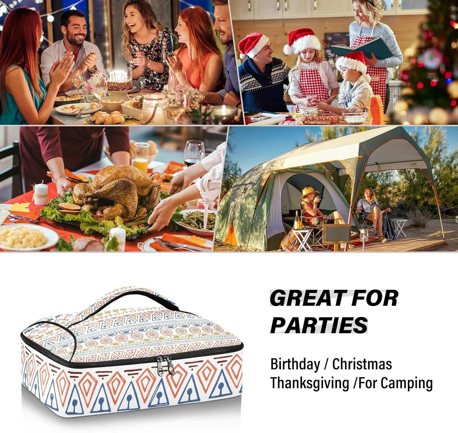 Casserole Carriers for Hot or Cold Food Reusable Casserole Dish Carrier Insulated Thermal Large Capacity Durable Perfect for Party Camping Family Gatherings Yellow Fish