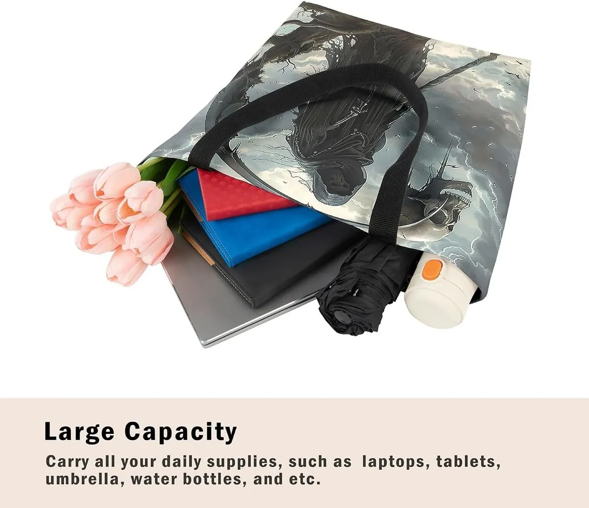 Castle Fairy Vintage Flower Canvas Tote Bag