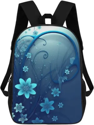 Casual Backpack for Men Women Waterproof Lightweight Daypack Travel Laptop Bag Blue Mini Flower Swirl