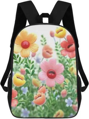 Casual Backpack for Men Women Waterproof Lightweight Daypack Travel Laptop Bag Happy Flower