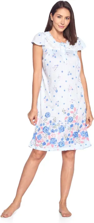 Casual Nights Women's Smocked Lace Short Sleeve Nightgown