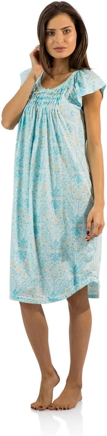 Casual Nights Women's Smocked Lace Short Sleeve Nightgown