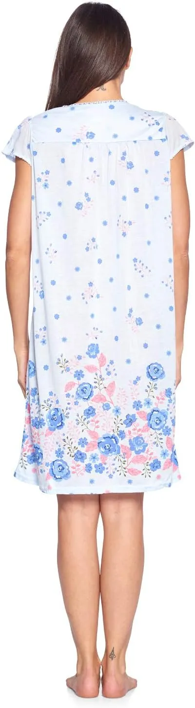 Casual Nights Women's Smocked Lace Short Sleeve Nightgown