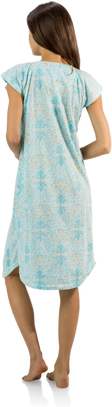 Casual Nights Women's Smocked Lace Short Sleeve Nightgown