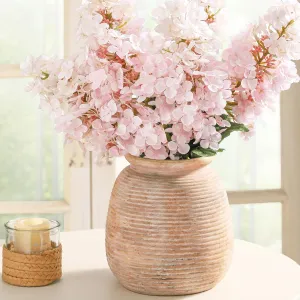 Ceramic Rustic Vase, Neutral Pottery Farmhouse Vases Home Decor, 7.48" Terracotta Pampas Flowers Decorative Vase for Table Entryway Mantel Bookshelf Bedroon Bathroom Living Room
