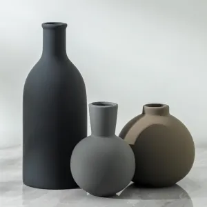 Ceramic Vase Set of 3 | Neutral Vases Home Decor | Modern Flower Pottery Vases Rustic Farmhouse Vase for Table Entryway Mantel Centerpiece Bookshelf Living Room Bathroom Bedroom -Multicolor Large