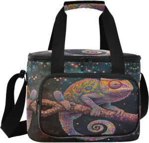 Chameleon Branch Blue Insulated Cooler Bag for Women Men Leakproof 24 Can Camping Car Cooler for Beach Work Road Trip