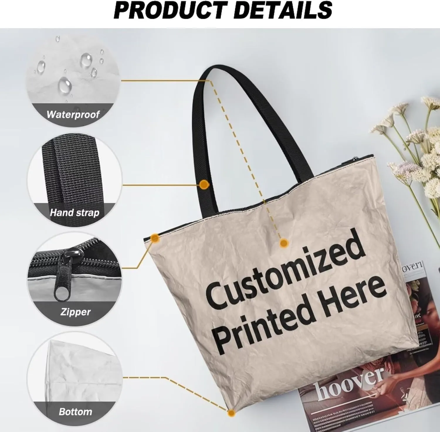 Christmas Pinecone Foldable Tote Bags, Adorable Dog Animal Handbag, Retro Flower Field Reusable Paper Commute Bag