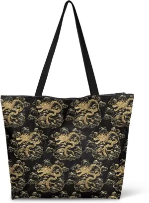 Christmas Pinecone Foldable Tote Bags, Adorable Dog Animal Handbag, Retro Flower Field Reusable Paper Commute Bag