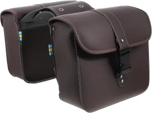 Ciieeo Pair Leather Motorcycle Saddlebags Storage Bag Side Pockets for Tools Accessories