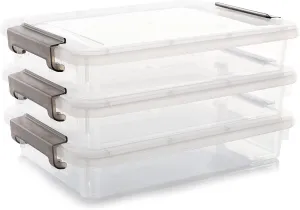 Citylife 3 PCS Plastic Storage Bins with Latching Lids Portable Project Case Clear File Box Stackable Storage Containers for Organizing A4 Paper, Photo, Document, Scrapbook
