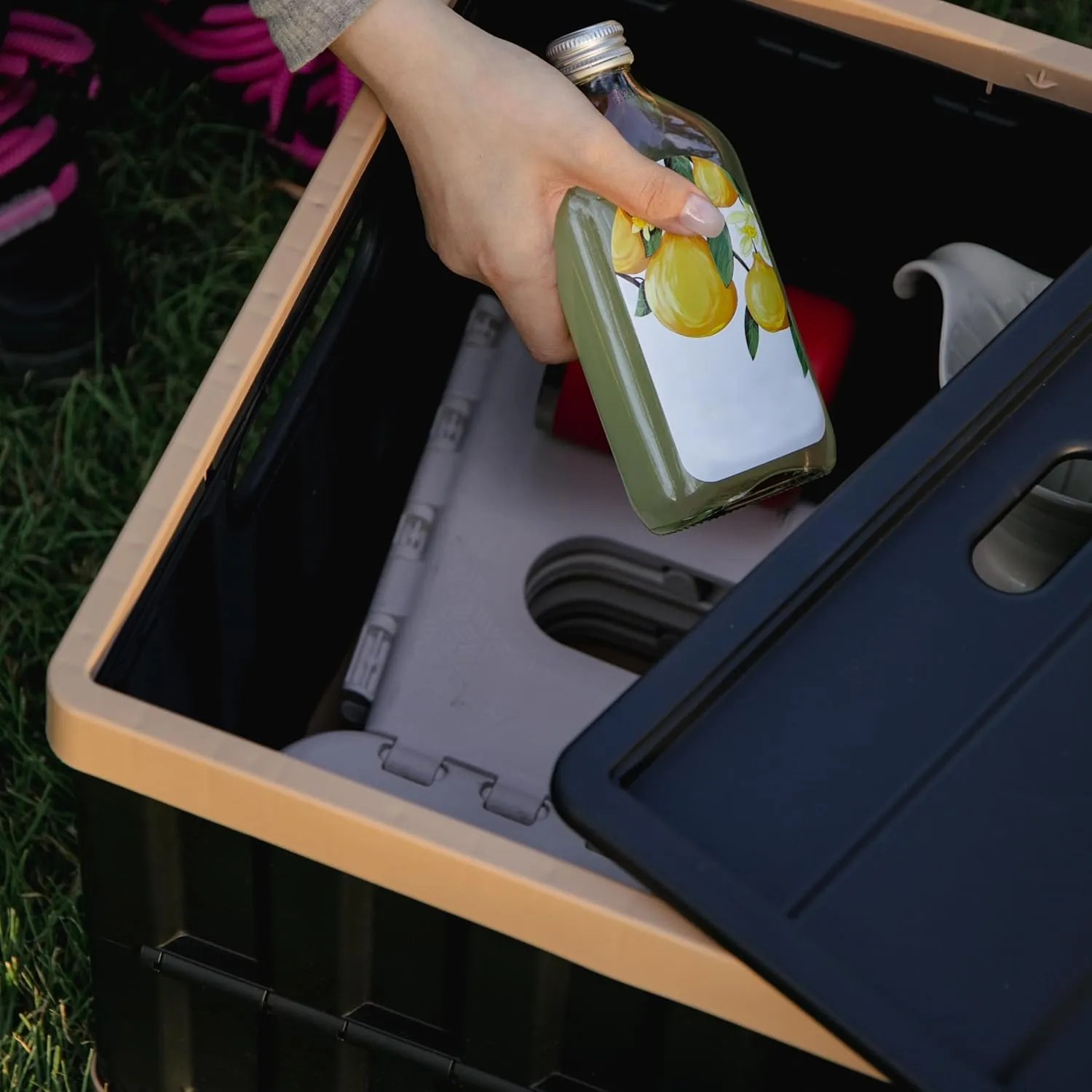 Citylife 64L Collapsible Storage Bins with Lids Plastic Storage Containers for Organizing Stackable Storage Box Large Heavy Duty Utility Crates, 2 Packs