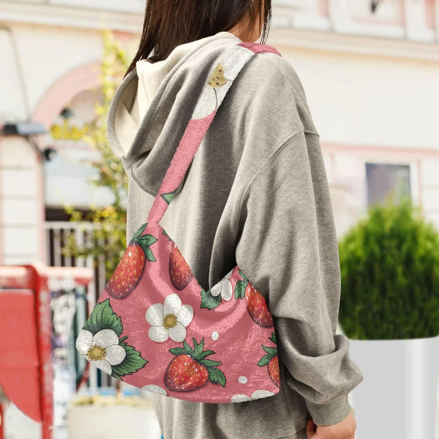 Classic Vintage Flower on Shoulder Bag, Shoulder Hand Bag, Book Totes for Women