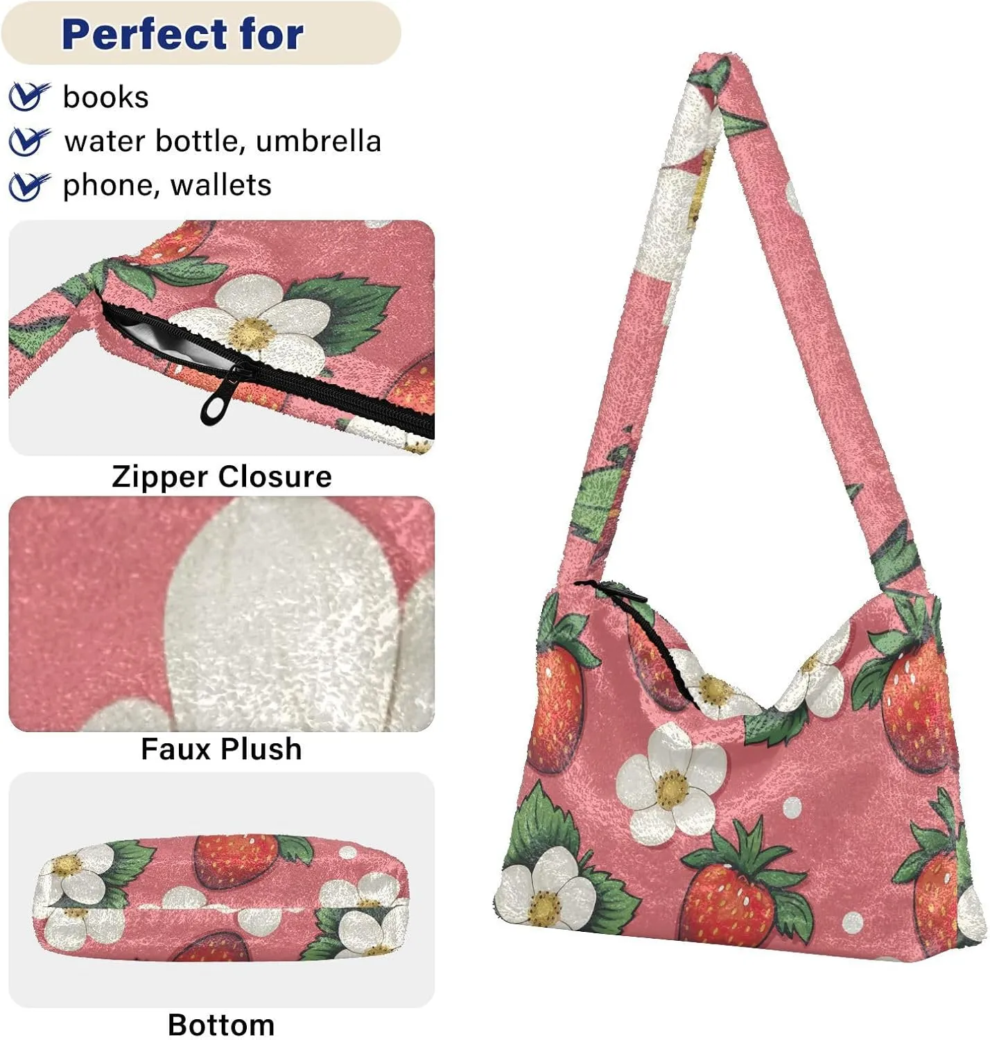Classic Vintage Flower on Shoulder Bag, Shoulder Hand Bag, Book Totes for Women