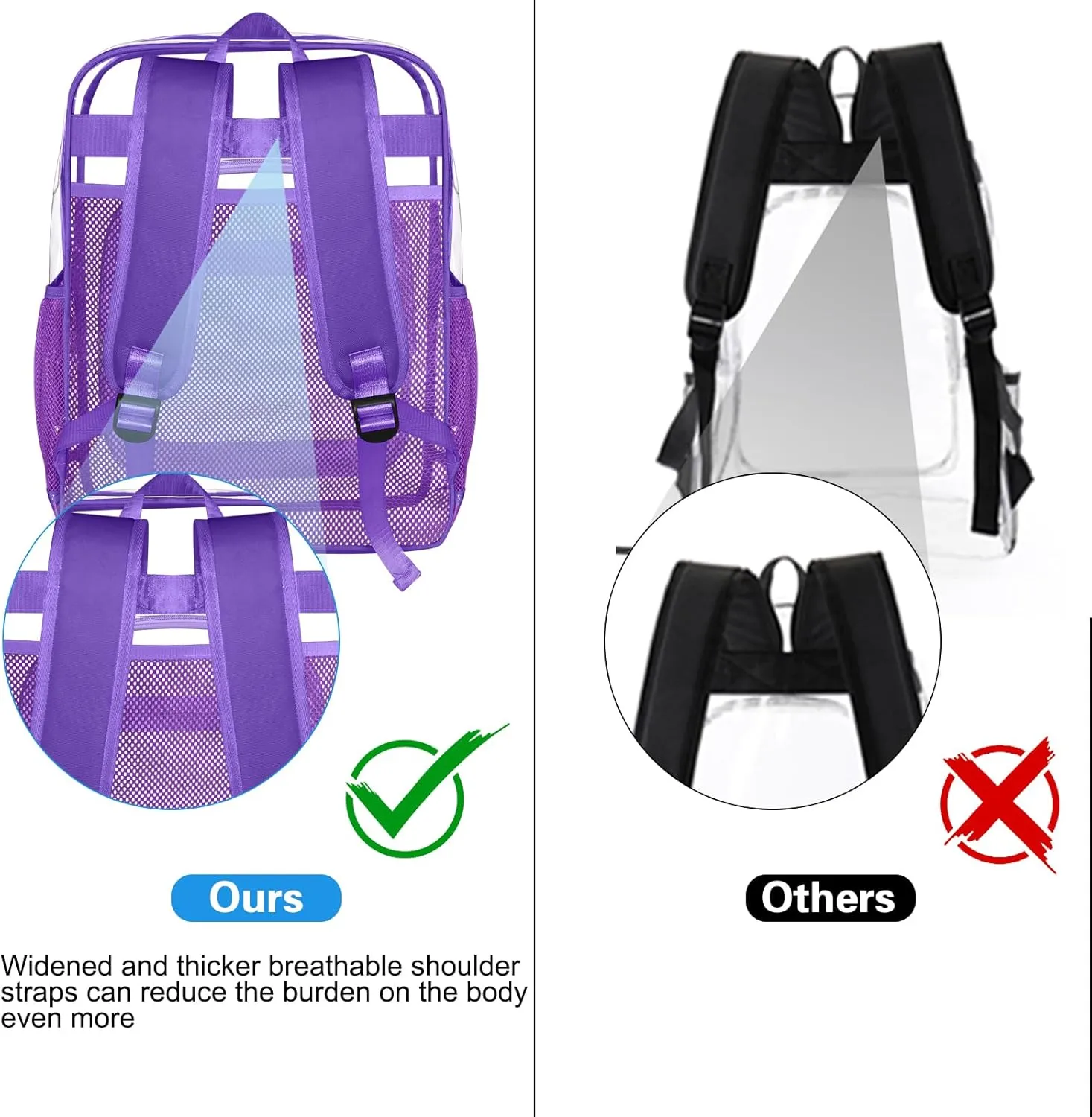 Clear Backpack,Sturdy Shape Heavy Duty Large Clear Backpack for Stadium, Work, Travel