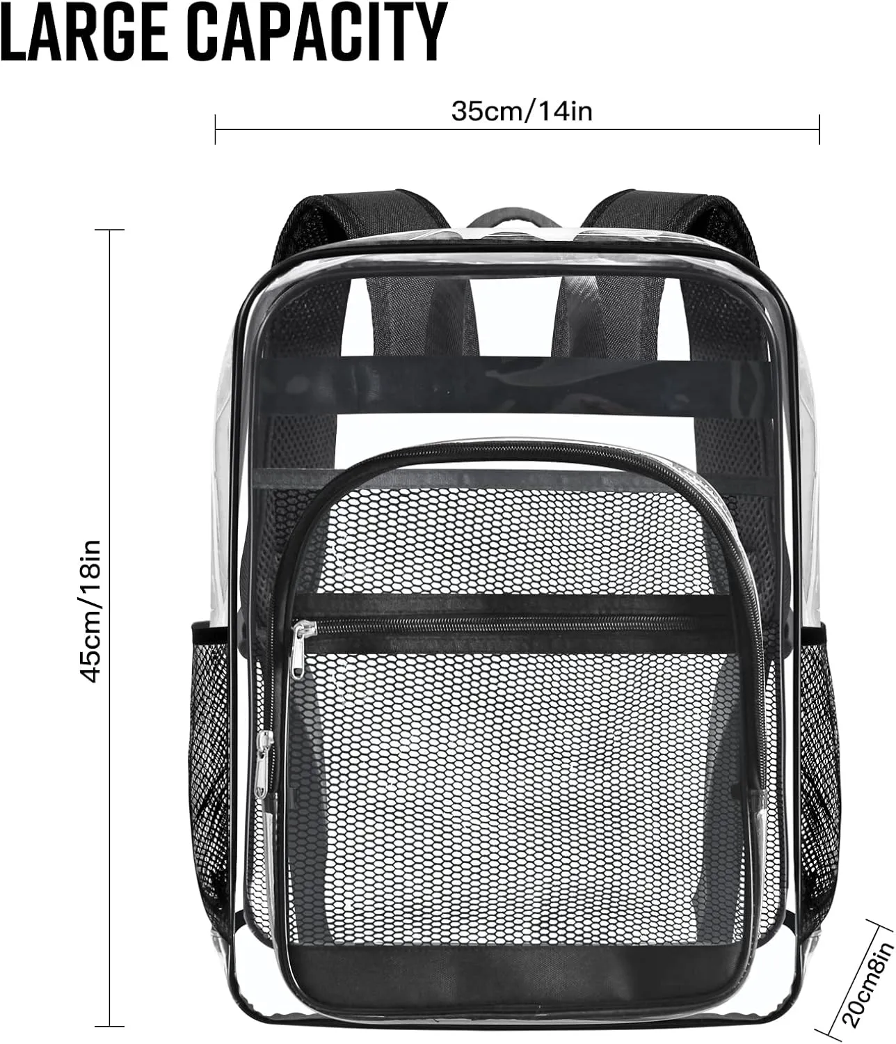 Clear Backpack,Sturdy Shape Heavy Duty Large Clear Backpack for Stadium, Work, Travel