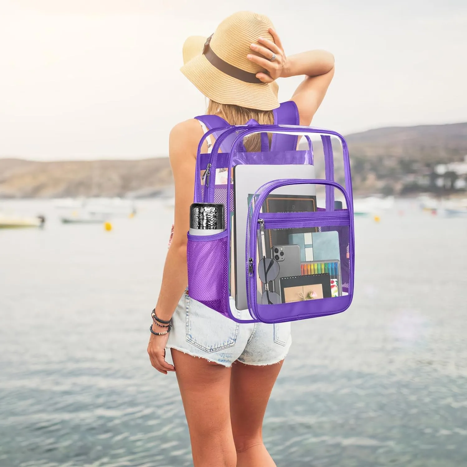 Clear Backpack,Sturdy Shape Heavy Duty Large Clear Backpack for Stadium, Work, Travel