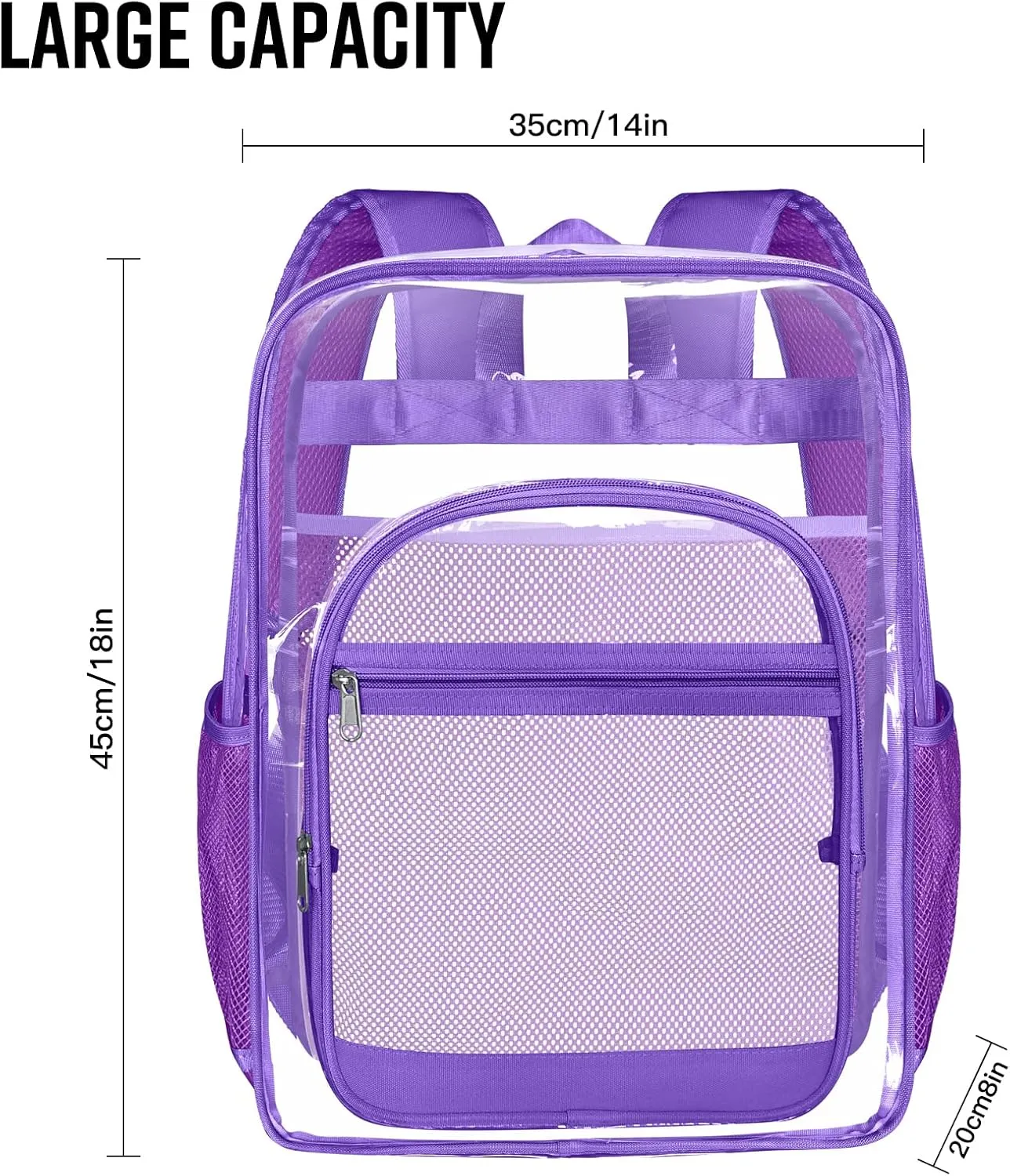 Clear Backpack,Sturdy Shape Heavy Duty Large Clear Backpack for Stadium, Work, Travel