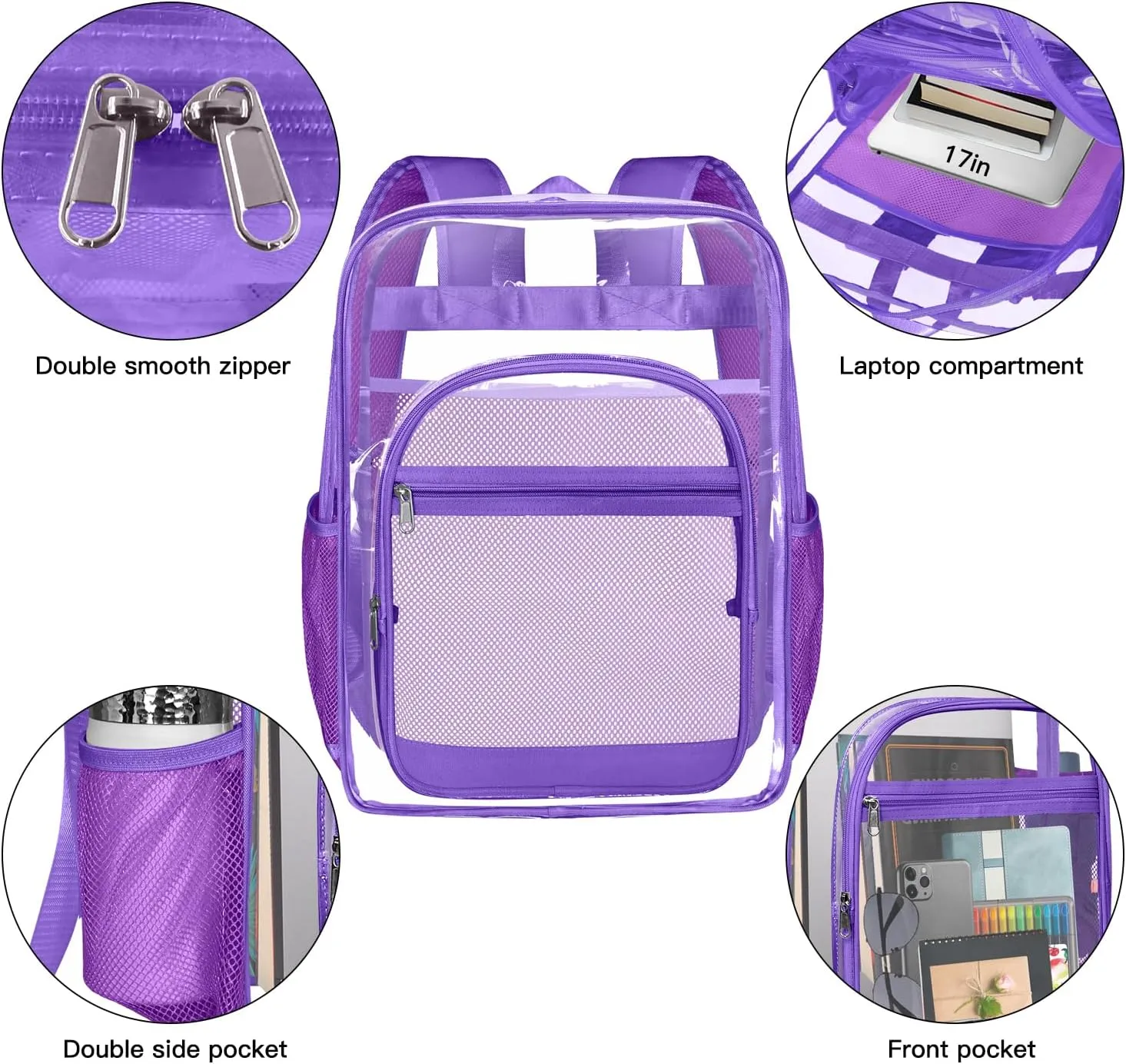 Clear Backpack,Sturdy Shape Heavy Duty Large Clear Backpack for Stadium, Work, Travel
