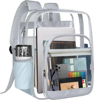 Clear Bookbag,Clear Backpack for School,Heavy Duty PVC Transparent Backpack, With Water-Resistant PVC Plastic Material and Ruggedly Ruinforced Shoulder Straps