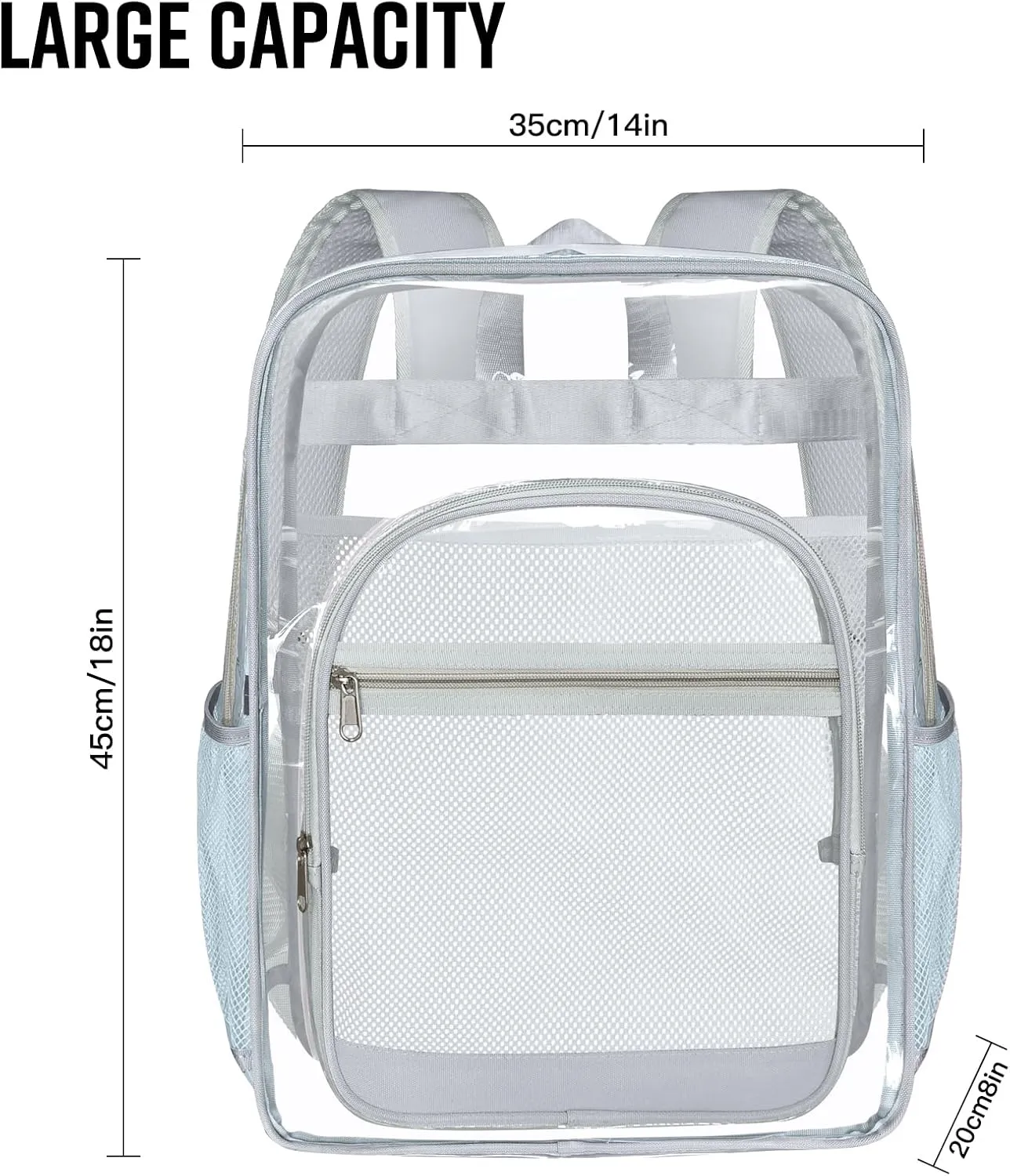 Clear Bookbag,Clear Backpack for School,Heavy Duty PVC Transparent Backpack, With Water-Resistant PVC Plastic Material and Ruggedly Ruinforced Shoulder Straps
