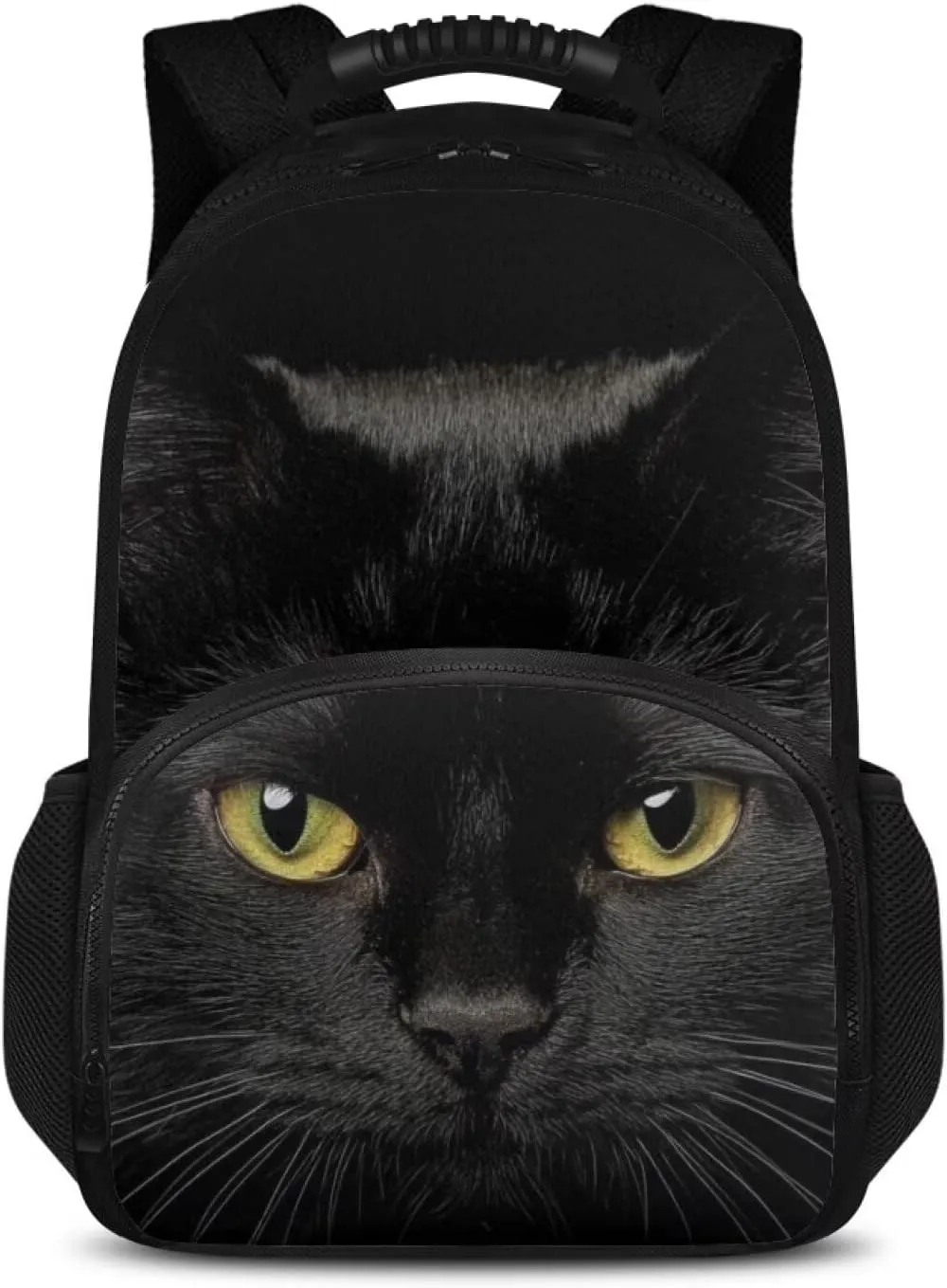 COEQINE Black 3D Cat Backpack with Lunch Box Compartment,Cute Insulated Cooler Backpack Lunch Box for Women Hiking Large Capacity Bookbag for Camping