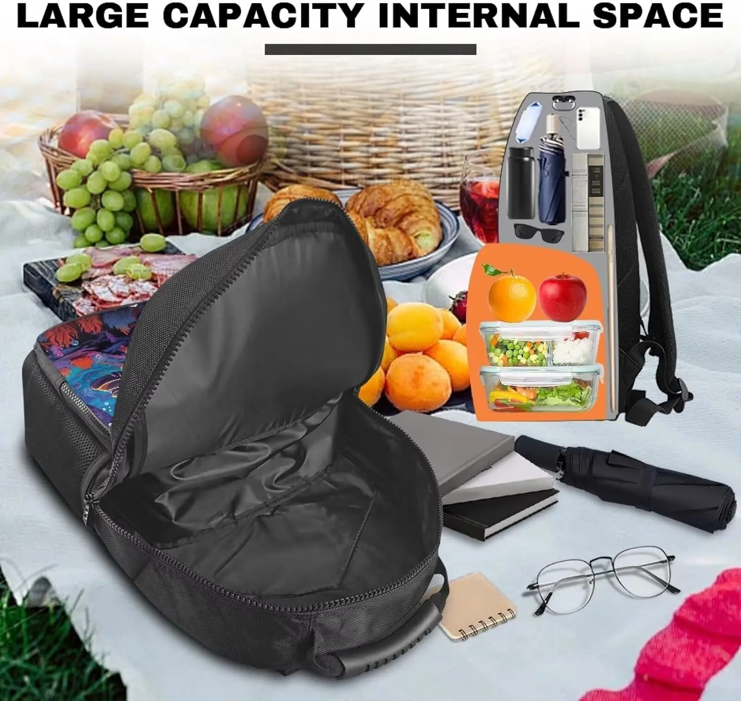 COEQINE Sea Turtle Water Lunch Backpack Travel Beach Backpack With Lunch Compartment Insualted Lunch Backpack for Women Cool Animal Bookbag With Water Bottle Holder