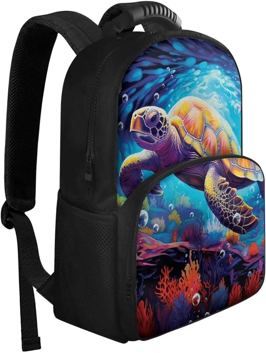 COEQINE Sea Turtle Water Lunch Backpack Travel Beach Backpack With Lunch Compartment Insualted Lunch Backpack for Women Cool Animal Bookbag With Water Bottle Holder