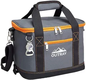 Collapsible Insulated Cooler Bag – 6L Thermal Lunch Bag with Bottle Opener, 16 Can Capacity – Perfect For Camping, Picnics and Travel - Handles and Removable Shoulder Strap - By Outrav