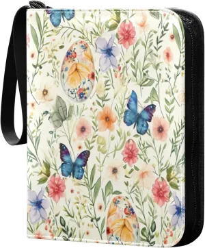 Colorful Butterfly 4 Pockets Card Binder for 400 Standard Trading Cards,Waterproof Card Holder Album for TCG, CCG, MTG, Gifts For Boys and Girls