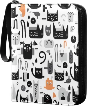 Colorful Cats 4 Pockets Card Binder for 400 Standard Trading Cards,Waterproof Card Holder Album for TCG, CCG, MTG, Gifts For Boys and Girls