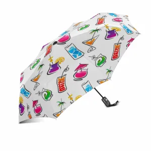 colorful cocktail bar pattern Automatic Foldable Umbrella with totes
