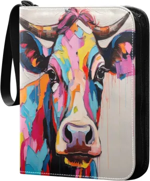 Colorful Cow 4 Pockets Card Binder for 400 Standard Trading Cards,Waterproof Card Holder Album for TCG, CCG, MTG, Gifts For Boys and Girls