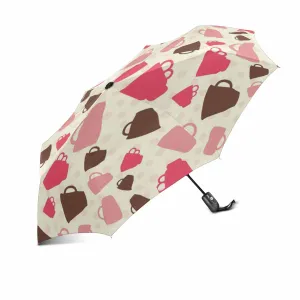 Colorful cups pattern automatic umbrella foldable with totes
