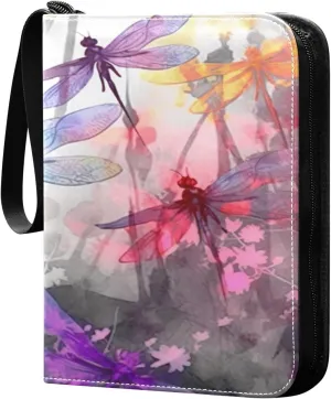Colorful Dragonflies 4 Pockets Card Binder for 400 Standard Trading Cards,Waterproof Card Holder Album for TCG, CCG, MTG, Gifts For Boys and Girls