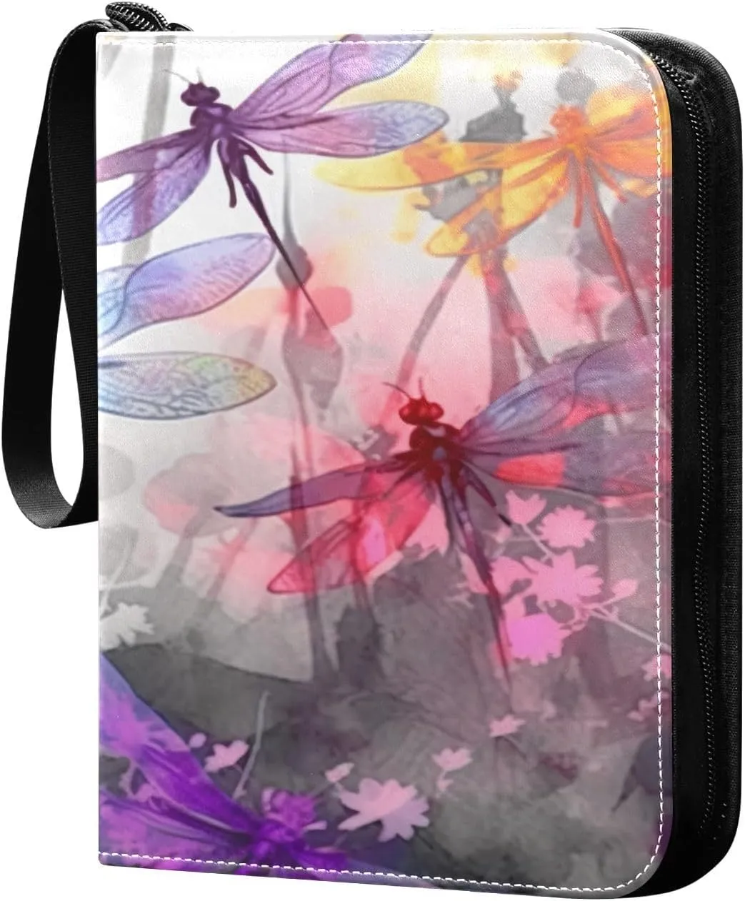 Colorful Dragonflies 4 Pockets Card Binder for 400 Standard Trading Cards,Waterproof Card Holder Album for TCG, CCG, MTG, Gifts For Boys and Girls